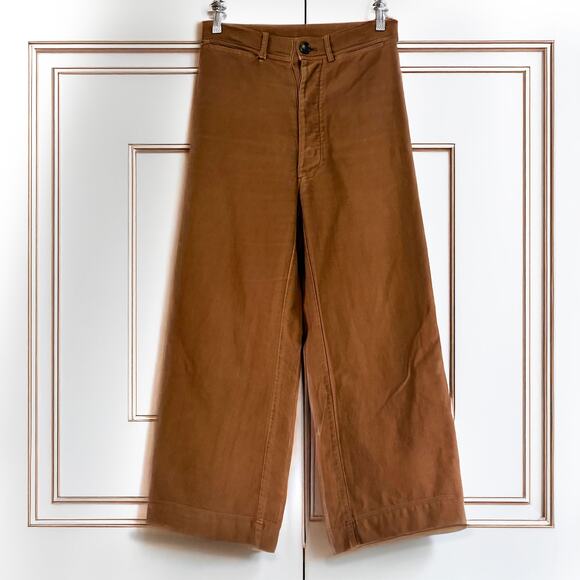 CARON CALLAHAN Stewart Sailor Cotton Wide Leg Pants in Cognac Size 4 - Picture 3 of 15